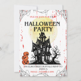 Haunted House Halloween Party Invitation! Kaart