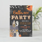 Haunted House Halloween Party Kaart (Staand voorkant)