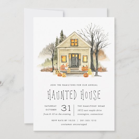 Haunted House Halloween Party Kaart (Voorkant)