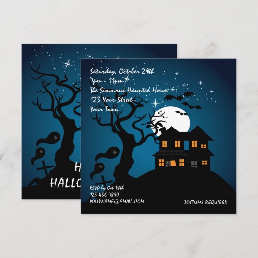 Haunted House Halloween Party Kaart (Voorkant / Achterkant)