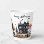 Haunted House Halloween Party Papieren Bekers (Achterkant)