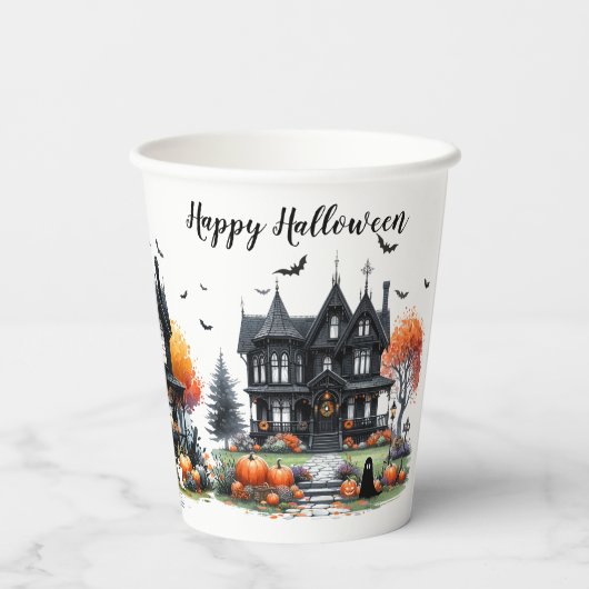 Haunted House Halloween Party Papieren Bekers (Achterkant)