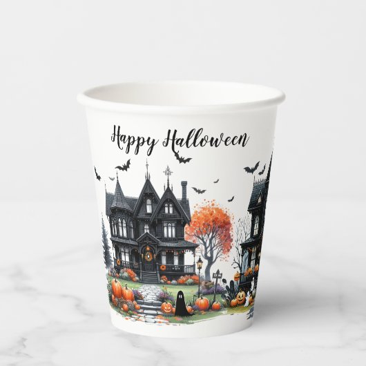Haunted House Halloween Party Papieren Bekers (Voorkant)