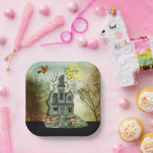 Haunted House Halloween Party Papieren Bordje (Feest)