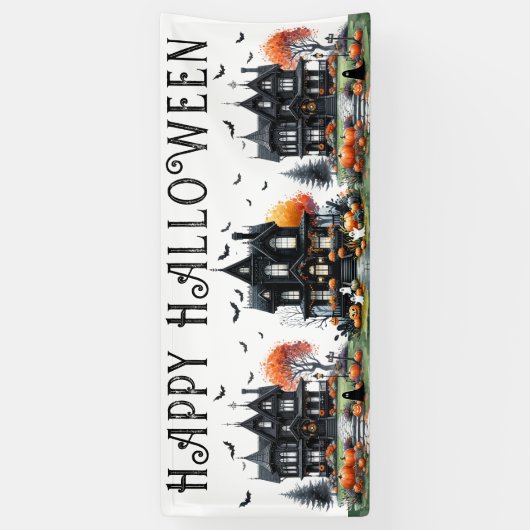 Haunted House Halloween Party Spandoek (Verticaal)