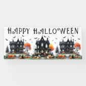 Haunted House Halloween Party Spandoek (Horizontaal)