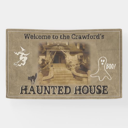 Haunted House Halloween Party Spandoek (Horizontaal)