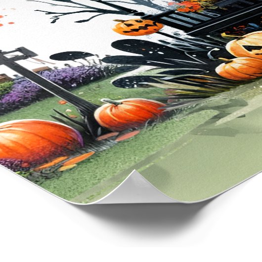 Haunted House Halloween Party Teken Poster (Hoek)