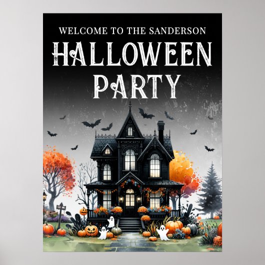 Haunted House Halloween Party Teken Poster (Voorkant)