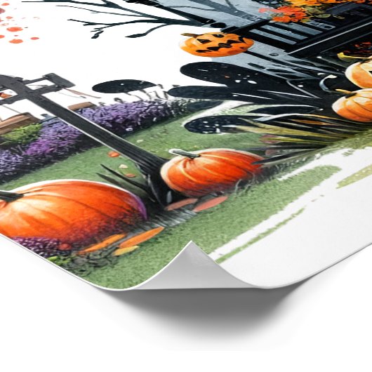 Haunted House Halloween Party Teken Poster (Hoek)