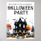 Haunted House Halloween Party Teken Poster (Voorkant)