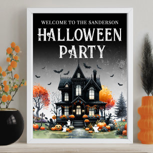 Haunted House Halloween Party Teken Poster
