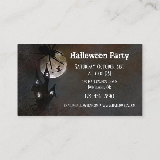 Haunted House Halloween Party Ticket Visitekaartje (Achterkant)