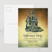 Haunted House Halloween Party Uitnodiging Briefkaart (Voorkant / Achterkant)