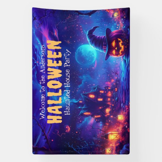 Haunted House Halloween Party Welkom Spandoek (Verticaal)