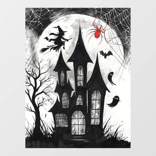 Haunted House Halloween Raamsticker (Vel)