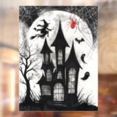 Haunted House Halloween Raamsticker (Vel 2)