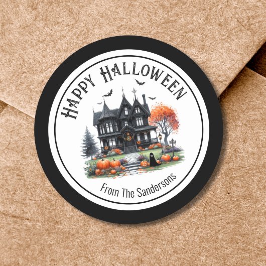 Haunted House Halloween Ronde Sticker