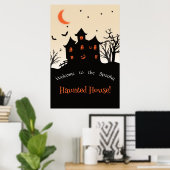 Haunted House Halloween Silhouet Foam Boards Poster (Thuiskantoor)
