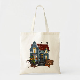 Haunted House Halloween Snoep Canvas tas