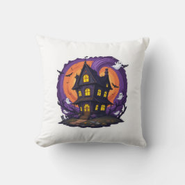 Haunted House Halloween Spooky Gothic Mansion Bats Kussen