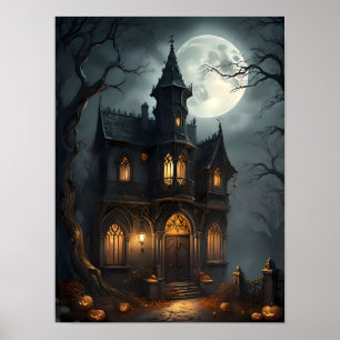 Haunted House - Halloween Spooky Gothic Poster