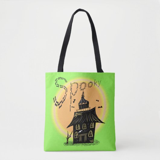 Haunted House Halloween Spooky Neon Tote Bag (Voorkant)