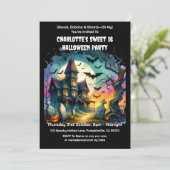 Haunted House Halloween Sweet 16 Verjaardagsfeest Kaart (Staand voorkant)