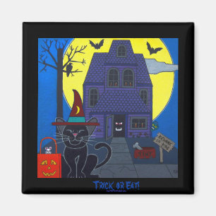 Haunted House Halloween Trick of Eat Magnet. Magneet