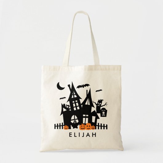Haunted House Halloween Trick or treat Canvas Bag Tote Bag (Voorkant)