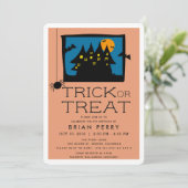 Haunted House Halloween verjaardagsfeestje uitnodi Kaart (Staand voorkant)