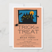 Haunted House Halloween verjaardagsfeestje uitnodi Kaart (Voorkant)