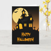 Haunted House Halloween Wenskaart Kaart (Gele Bloem)
