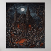 Haunted House Halloween Zombie bij elkaar Poster (Voorkant)