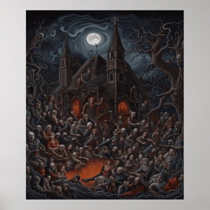 Haunted House Halloween Zombie bij elkaar Poster