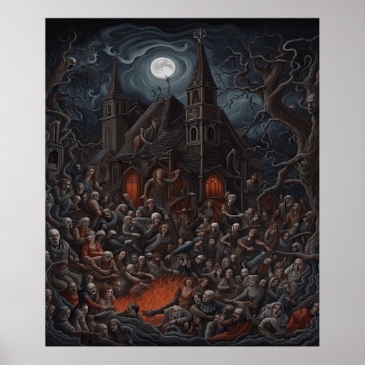 Haunted House Halloween Zombie bij elkaar Poster (Voorkant)