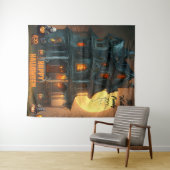 Haunted House Happy Halloween familienaam | Jaar Wandkleed (In Situ (horizontaal))