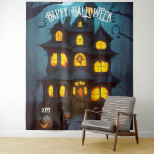 Haunted House Happy Halloween familienaam | Jaar Wandkleed (In situ)
