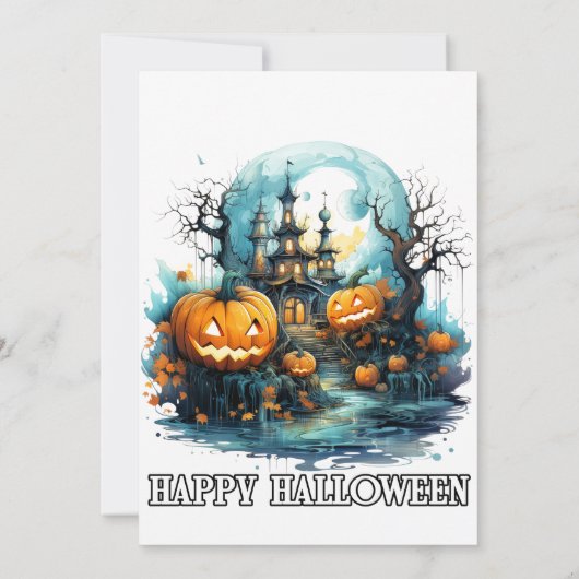 Haunted House Happy Halloween Party Uitnodigingen (Achterkant)