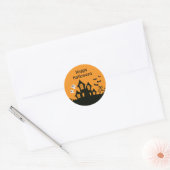 Haunted House Happy Halloween Sinaasappel Black Sp Ronde Sticker (Envelop)