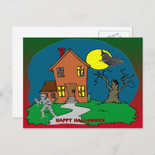 Haunted House, heks en Mummy Briefkaart (Voorkant / Achterkant)