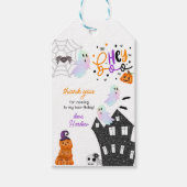 Haunted House Hey Boo Paarse Halloween Verjaardag Cadeaulabel (Voorkant)