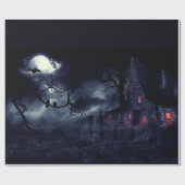 Haunted House in de mist en kraaien Cadeaupapier (Vlak)