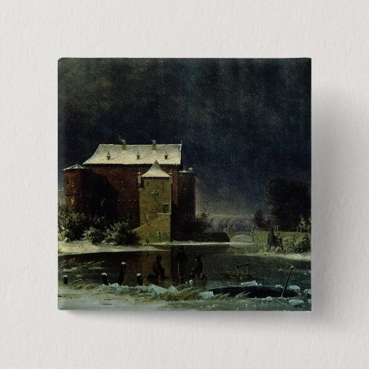 Haunted House in the Snow, 1848 Vierkante Button 5,1 Cm (Voorkant)
