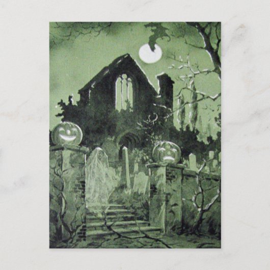 Haunted House Jack O' Lantern Ghost Bat Briefkaart (Voorkant)