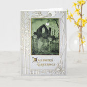 Haunted House Jack O' Lantern Ghost Bat Kaart (Gele Bloem)