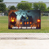 Haunted House, Jack-O-Lanterns en Bats Spandoek (Insitu)