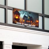 Haunted House, Jack-O-Lanterns en Bats Spandoek (Buitenkant Gebouw)