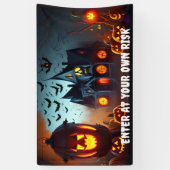 Haunted House, Jack-O-Lanterns en Bats Spandoek (Verticaal)