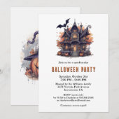 Haunted House Jack-O-Lanterns Moon Halloween Party Kaart (Voorkant / Achterkant)